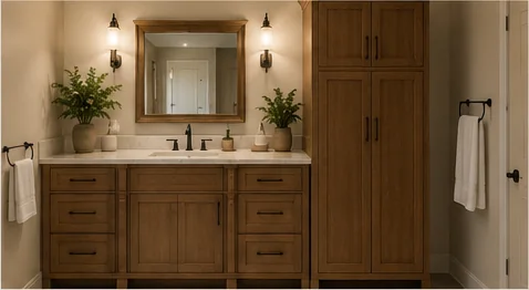 Traditional bathroom vanity cabinetry